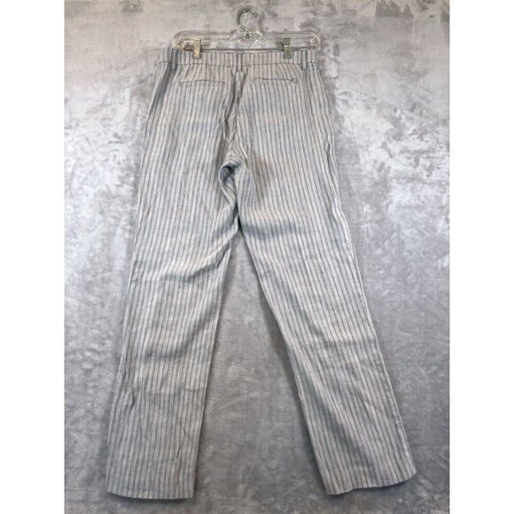 J Jill Linen Stretch Pants Straight Leg Womens 6 blue striped - Picture 3 of 9